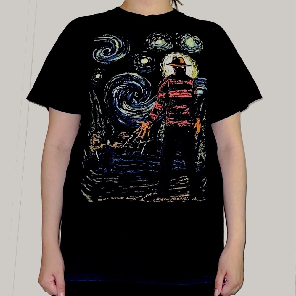 Freddy Krueger Starry Night black tshirt.
